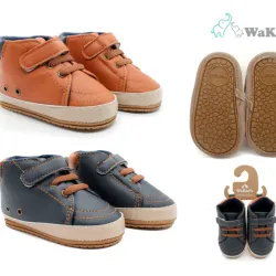 Set de Zapaticos Infantiles Corte Alto Naranja/Negro