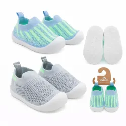  Zapaticos Tejidos para Bebé Verde/Gris