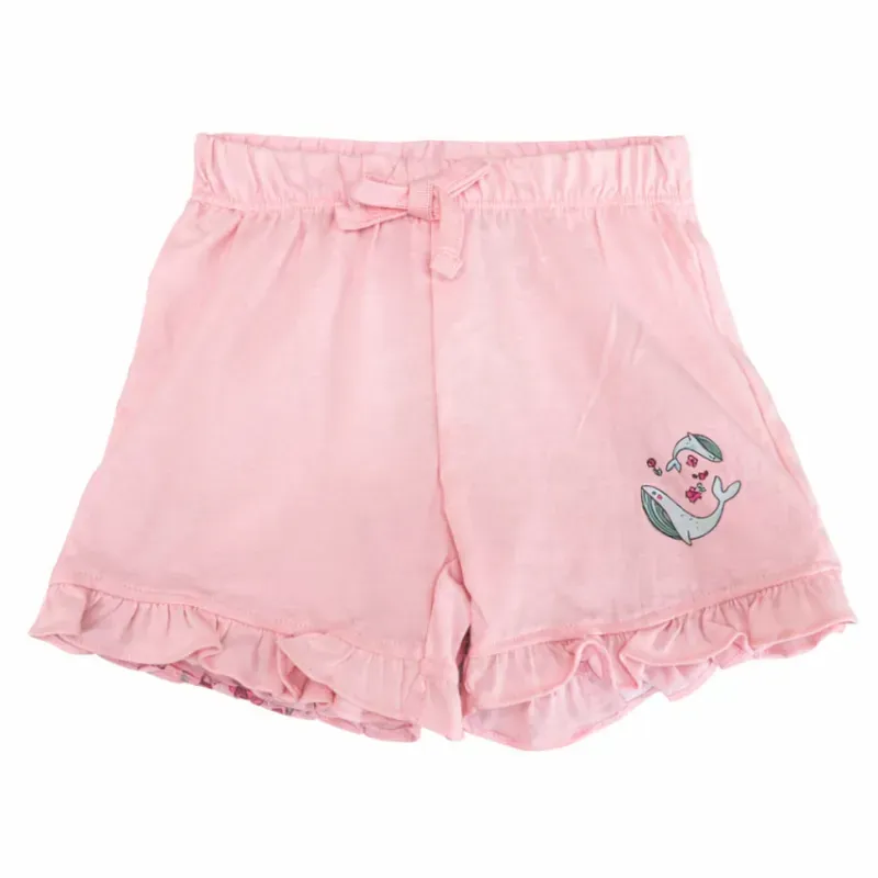Short Rosa con Volantes y Estampado de Ballena para Bebé