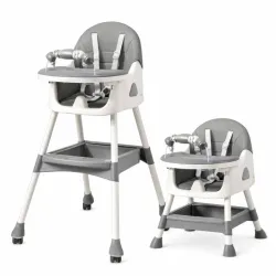 Silla de Comer con Bandeja Removible, Asiento Reclinable y Juguete