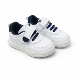 Tenis Blancos con Detalles Azul Marino para Bebé