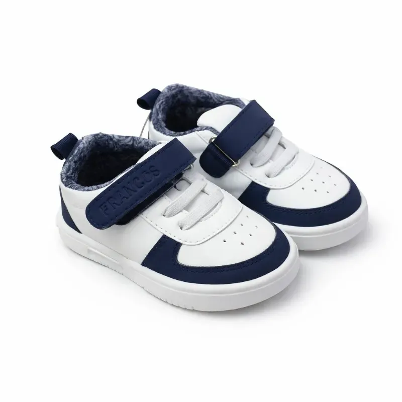 Tenis Blancos con Detalles Azul para Bebé