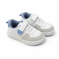 Tenis Blancos con Detalles Beige y Azul para Bebé