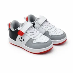 Tenis Blancos con Detalles Rojos y Grises para Bebé