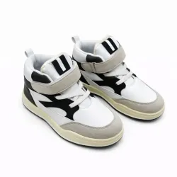 Tenis Corte Alto Blancos con Detalles Negro y Gris