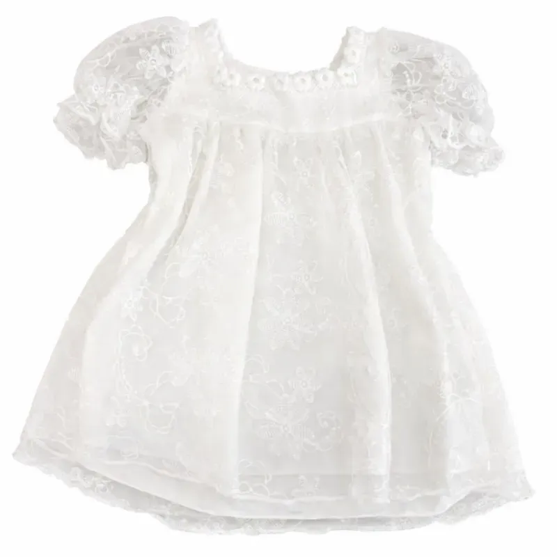 Vestido Blanco con Bordado Floral para Bebé