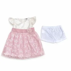 Vestido Blanco y Rosa con Flores