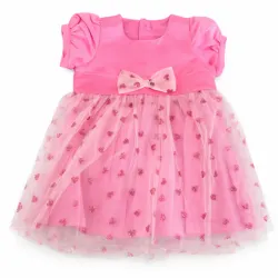 Vestido Rosa con Corazones y Lazo 