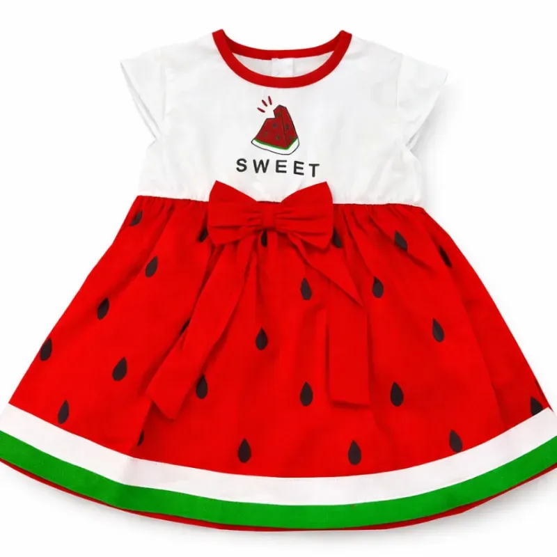 Vestido Sandía Rojo con Lazo para Bebé