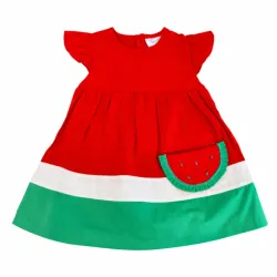 Vestido Sandía Rojo y Verde con Bolsillo