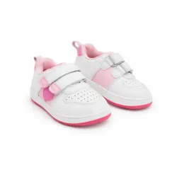 Zapatillas Blancas con Corazón Rosado para Bebé
