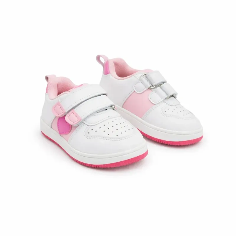 Zapatillas Blancas con Corazón Rosado para Bebé
