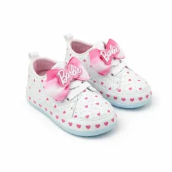 Zapatos Barbie Blancos con Moño Rosa y Corazones