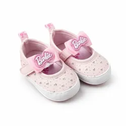 Zapatos Barbie Rosados con Moño y Corazones para Bebé