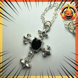 ✨ ¡COLLAR CRUCIFIJO CON PIEDRA NEGRA! ✨