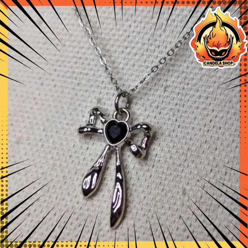 🎀🖤 ¡COLLAR LAZO CON CORAZÓN NEGRO! 🖤🎀