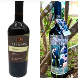 Botella de vino personalizada estampa gran reserva ó santa digna reserva