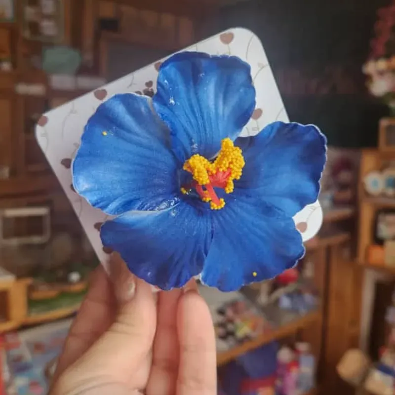 Hebilla para el cabello: Flor azul