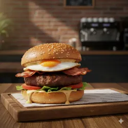 Hamburguesa de Bacon y Huevo Frito 