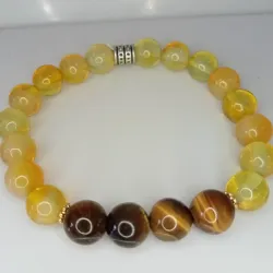 Pulsera de ágata amarilla y ojo de tigre