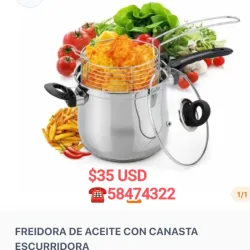 Freidora de aceite con canasta escurridora