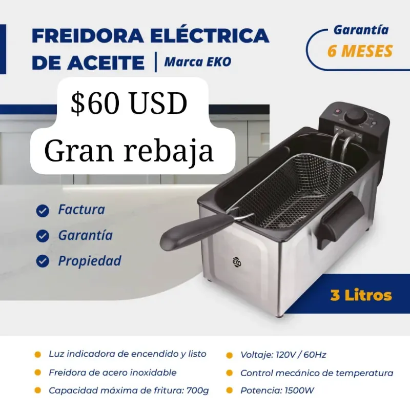 Freidora de aceite EKO 3 litros