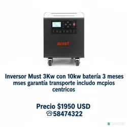 Inversor Must 3Kw con 10kw batería