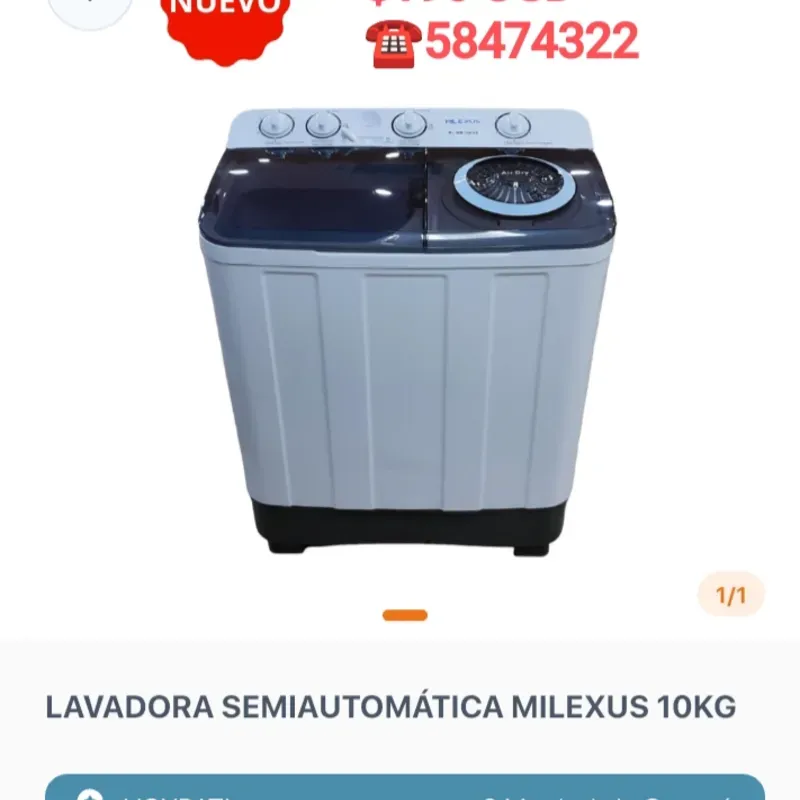 Lavadora semiautomática MILEXUS 10 kg