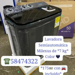 Lavadora semiautomática MILEXUS 7 Kg color negro