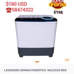 Lavadora semiautomática MILEXUS 9kg color blanco
