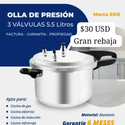 Olla de presión 3 válvulas para inducción 5,5 L