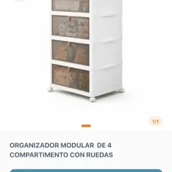 Organizador modular de 4 compartimientos con ruedas