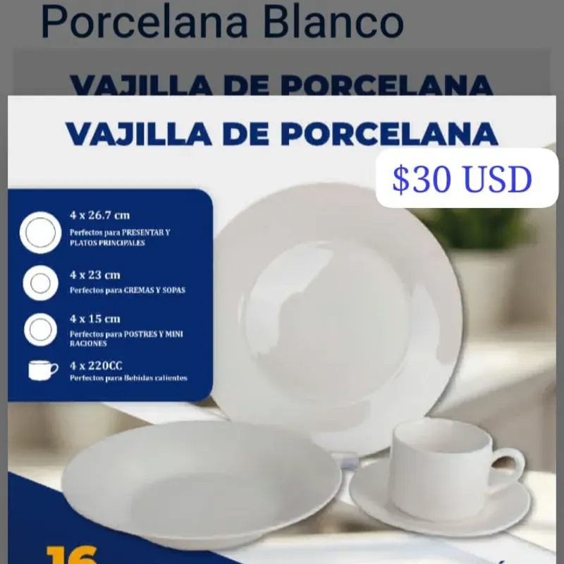 Vajilla de porcelana EON 16 piezas en color blanco