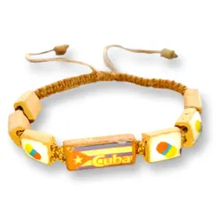 Pulsera de piel con bandera cubana 