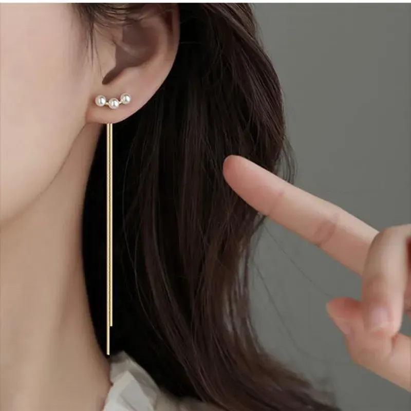Aretes perlas y cadena