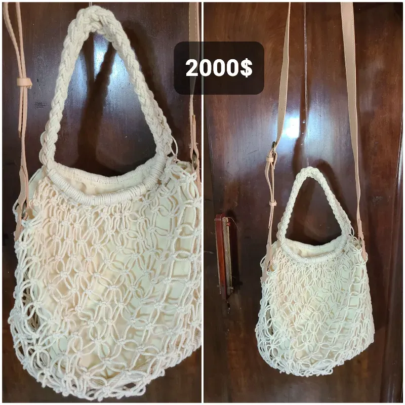 Cartera tejida mediana 
