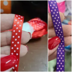 Cinta de ovalos 1 cm ancho.violeta y roja 