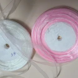 Cinta horganza de 1 cm.rosada y bñanca 