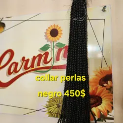 Collar perlas 6 mm negro