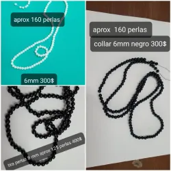 Collares de 6mm blanco y negro y 8 mm negro.