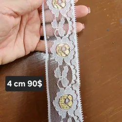 Encaje de 4cm.blanco con dorado