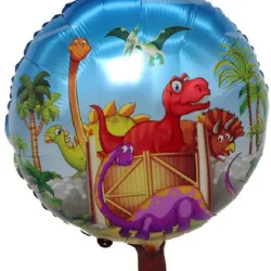 Globo redondo metálico temática dinosaurios 