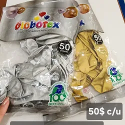 Globos cromados 10" dorados y plateados