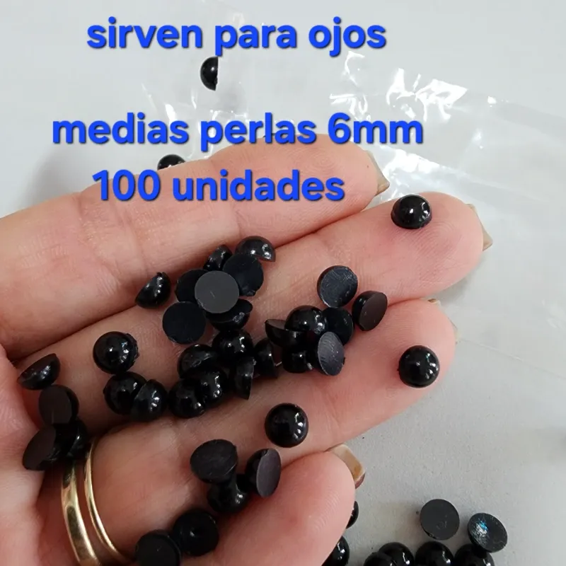 Medias perlas negras 6mm paquete por 100 unidades