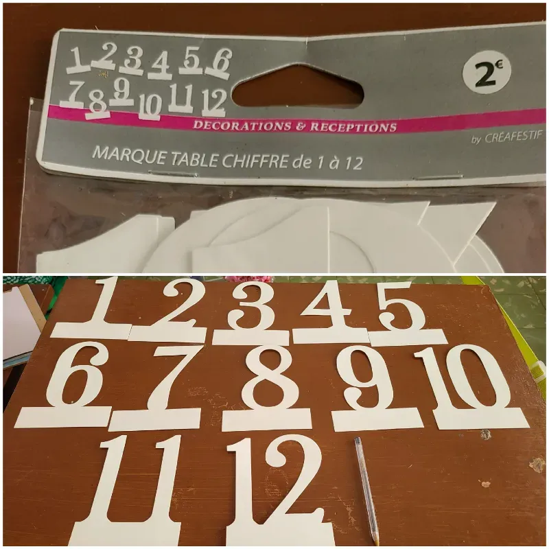 Numeros troquelados de carton del 1 al 12 