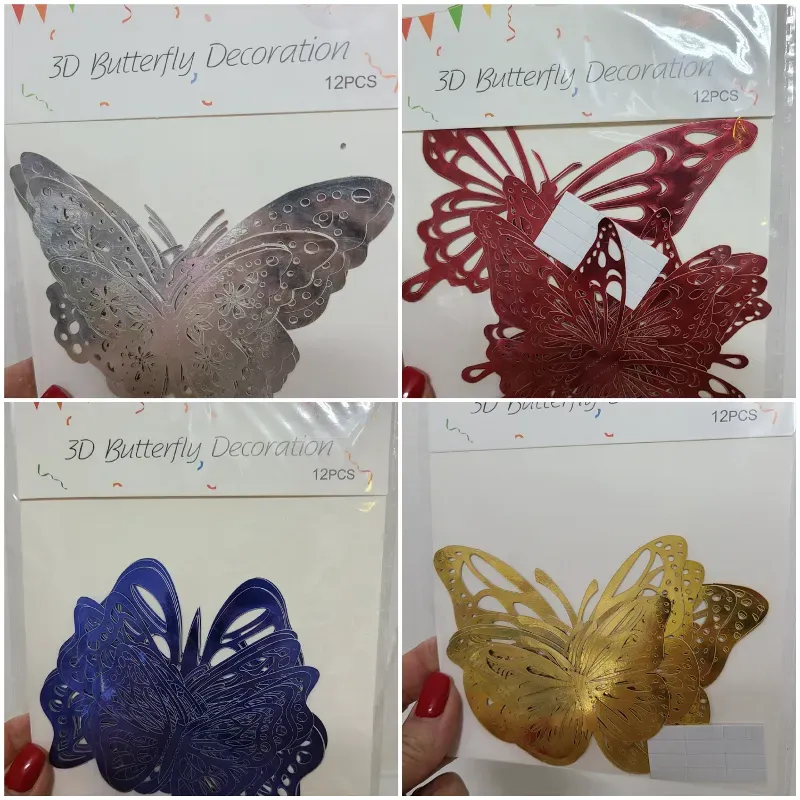 Paquete de 12 mariposa  metalizadas 