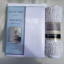 Combo Baño Confort & Estilo – Cortina + Alfombra