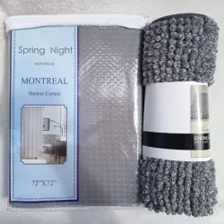 Combo cortina de baño más chenille gris