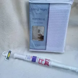 Combo cortina de baño más cortinero blanco