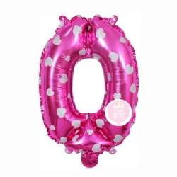 #0 rosado con corazones de 16"